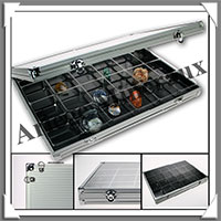 VITRINE d'EXPOSITION en ALUMINIUM - 24 Cases - Profondeur : 60 mm  (5376)