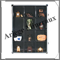 VITRINE d'EXPOSITION en ALUMINIUM - 12 Cases - Profondeur : 40 mm (5875)
